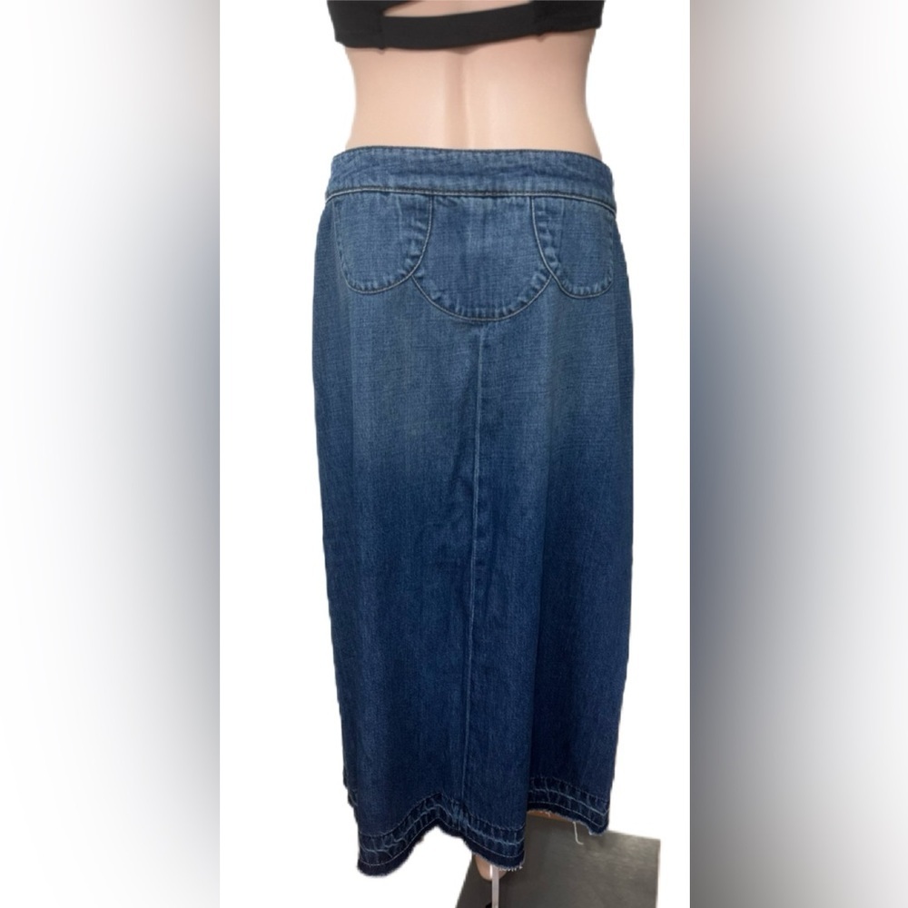 Daily Blue Skirt L Denim Midi Skirt Button Front Pockets Modest Jean Skirt NWT - Picture 4 of 11
